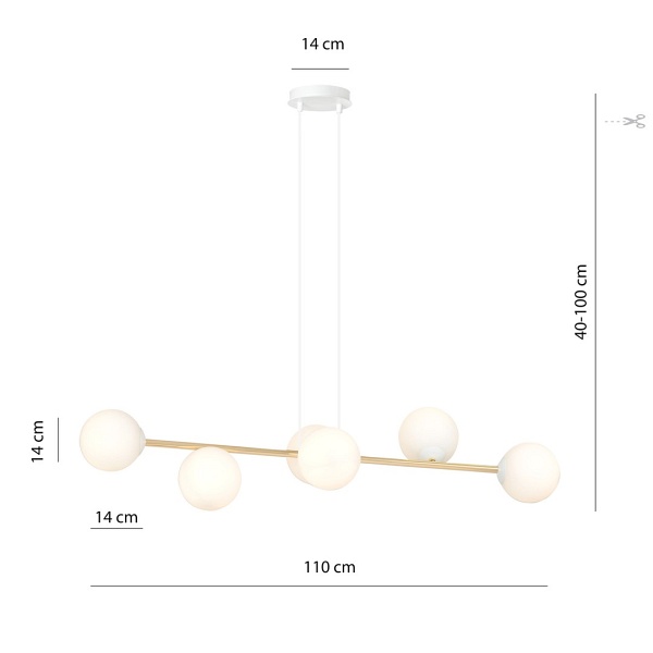 Lampa wisząca GRAVITY 6 WH GOLD