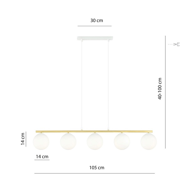 Lampa sufitowa ALLORA 5 WH OPAL