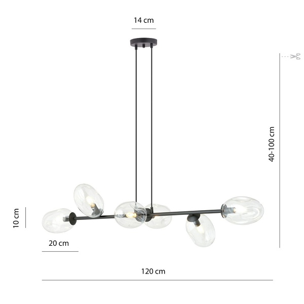 Lampa sufitowa PANDORA 6 BL TRANSPARENT