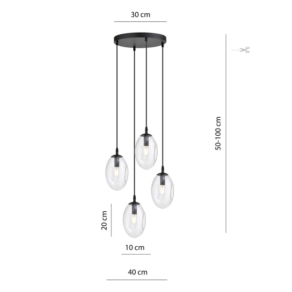 Lampa sufitowa ASTRAL 4 BL PREMIUM TRANSPARENT