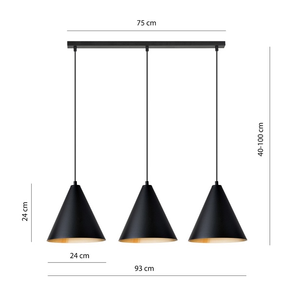 Lampa wisząca REBEL 3 BLACK/GOLD