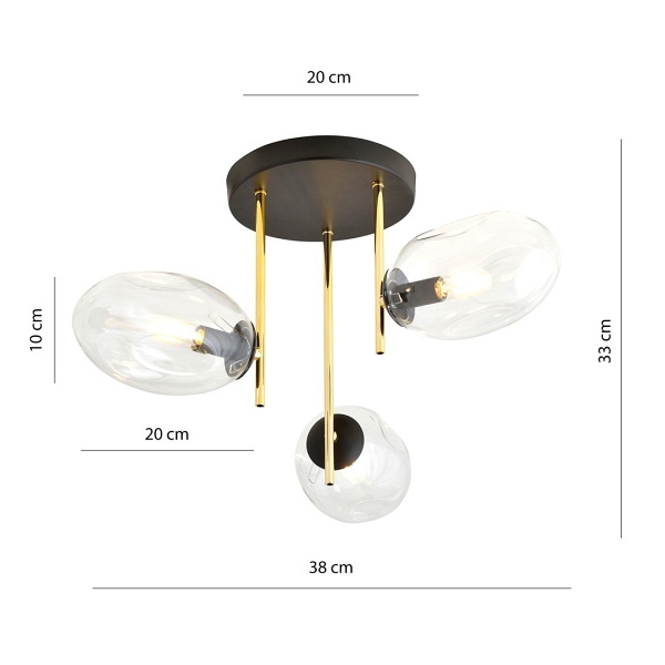 Lampa sufitowa ARGO 3 BL TRANSPARENT