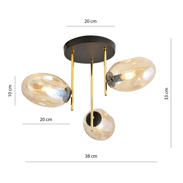 Lampa sufitowa ARGO 3 BL MIODOWY