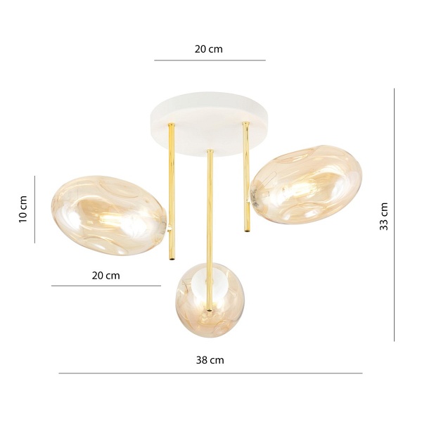 Lampa sufitowa ARGO 3 WH MIODOWY
