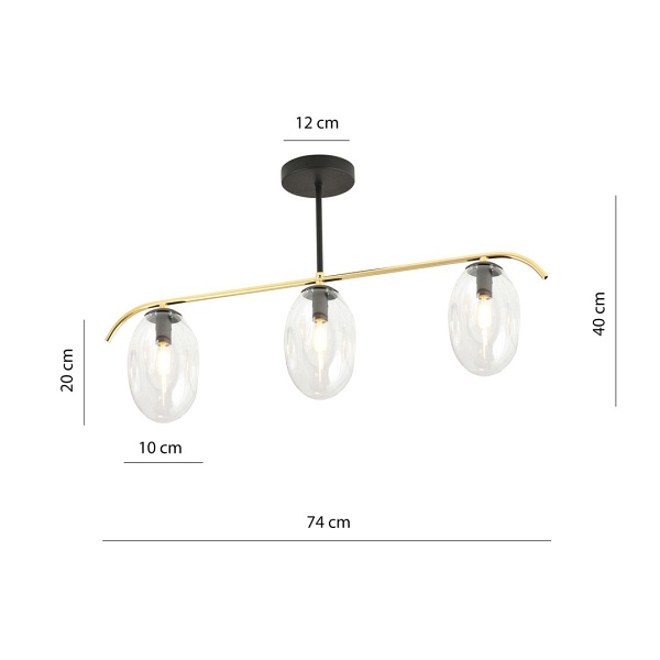 Lampa sufitowa FINES 3 BL TRANSPARENT