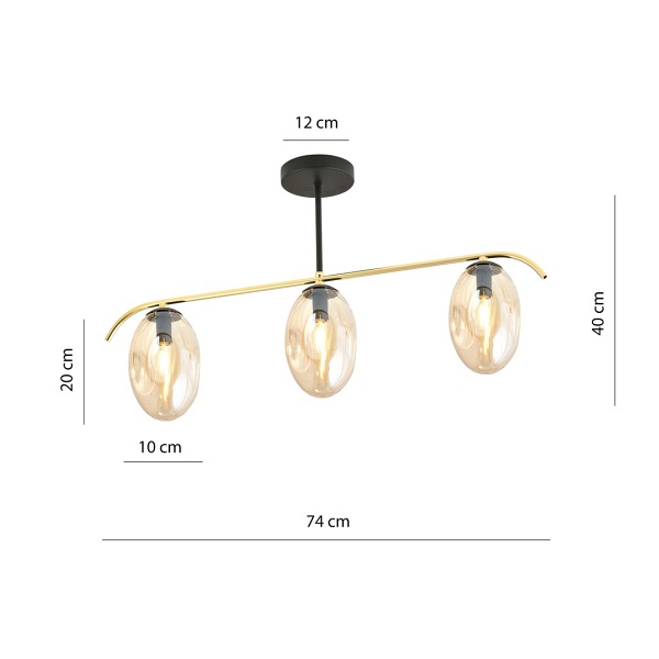 Lampa sufitowa FINES 3 BL MIODOWY