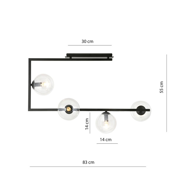 Lampa sufitowa SOMA 4 BL TRANSPARENT - Emibig