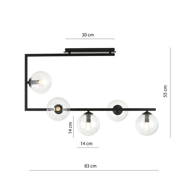 Lampa sufitowa SOMA 5 BL TRANSPARENT - Emibig