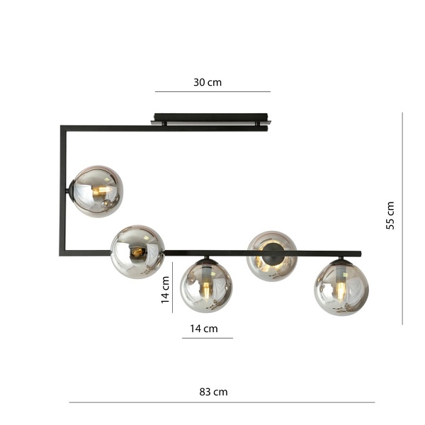 Lampa sufitowa SOMA 5 BL GRAFIT - Emibig
