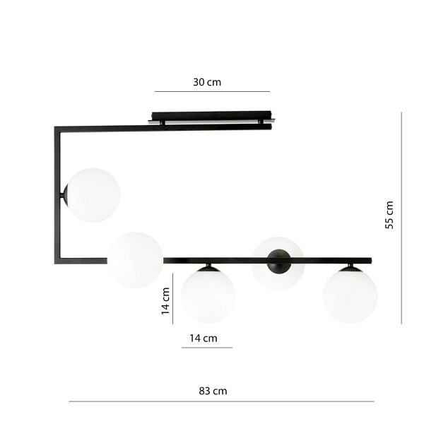 Lampa sufitowa SOMA 5 BL OPAL - Emibig