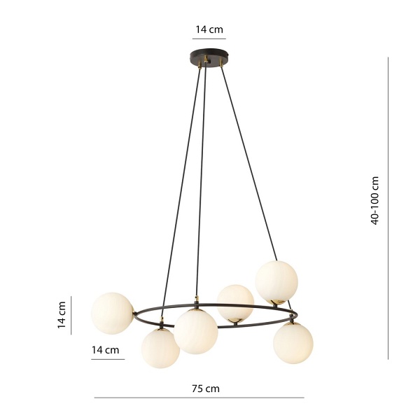 Lampa wisząca AZURA 6 BL OPAL