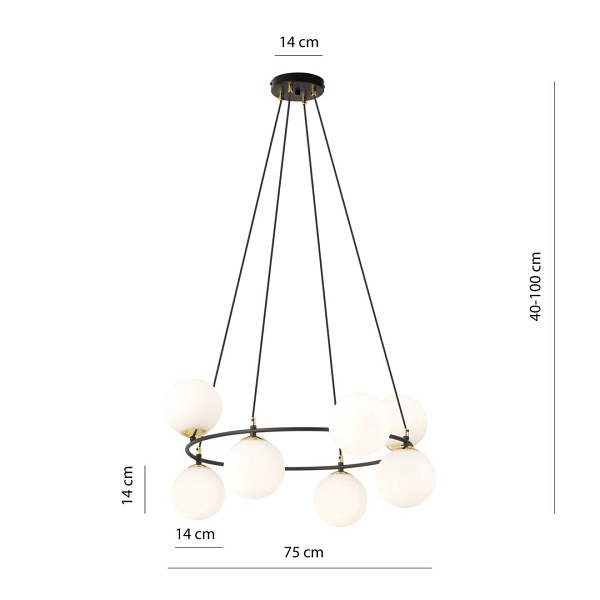 Lampa wisząca AZURA 8 BL OPAL