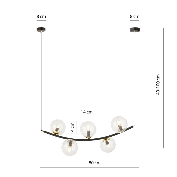 Lampa wisząca RITZ 5 BL TRANSPARENT