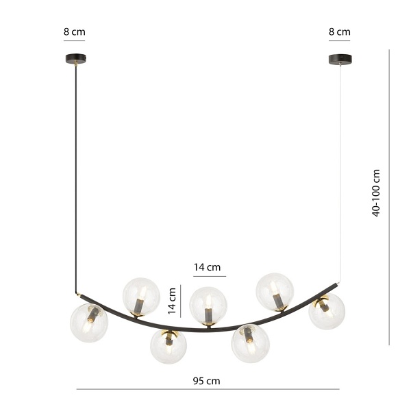 Lampa wisząca RITZ 7 BL TRANSPARENT