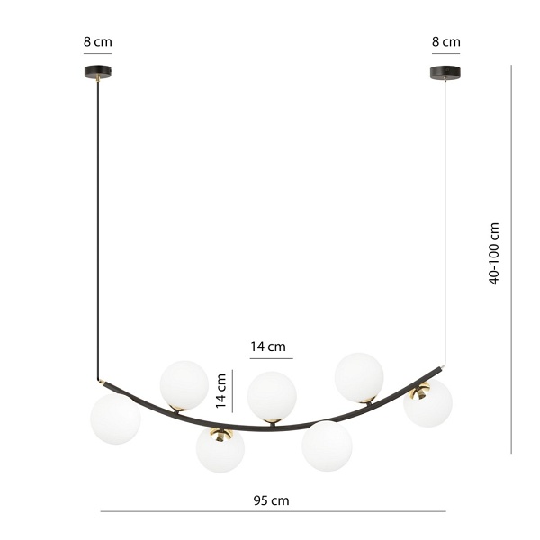 Lampa wisząca RITZ 7 BL OPAL