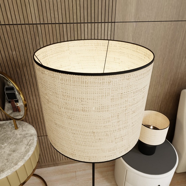 Lampa podłogowa ASPEN LP1 BLACK/RATTAN