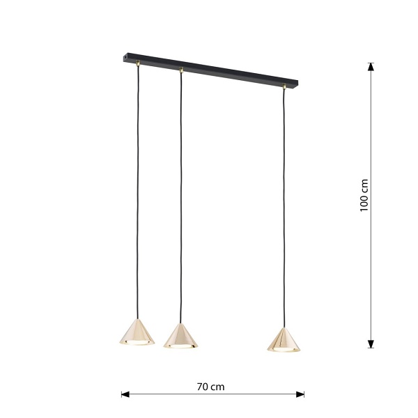 Lampa wisząca ELIT 3 BL GOLD