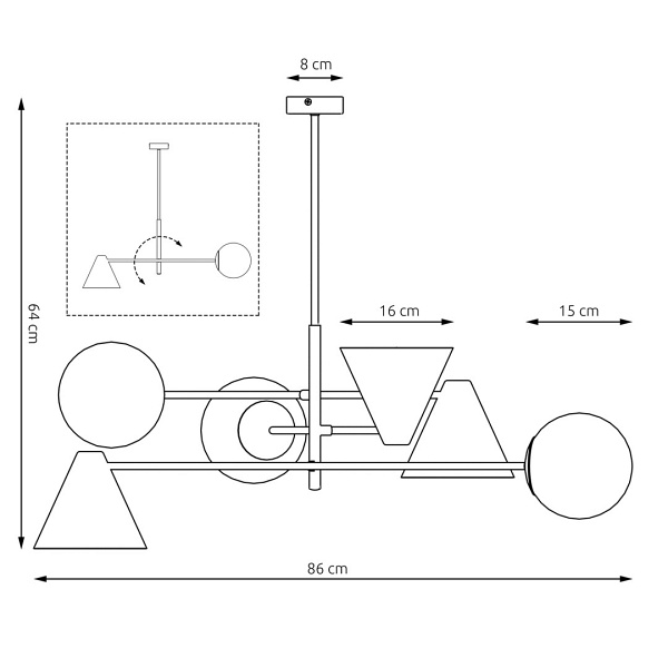 Lampa sufitowa HERMES 6 BLACK