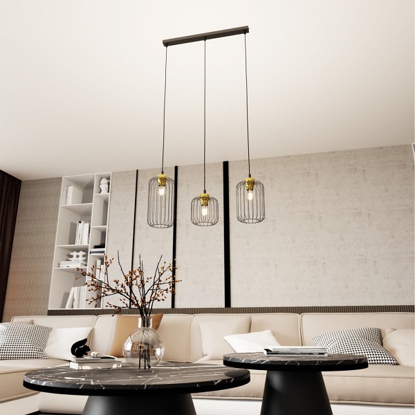 Lampa wisząca VANDER 3 BL GOLD - Emibig
