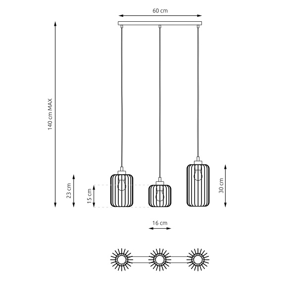 Lampa wisząca VANDER 3 BL