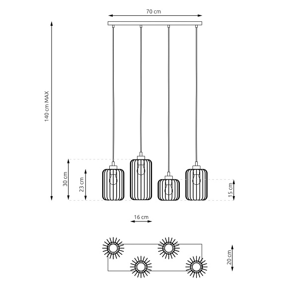 Lampa wisząca VANDER 4 BL