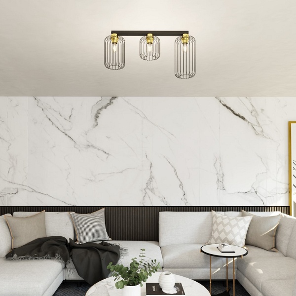 Lampa sufitowa BARN 3 BL GOLD - Emibig