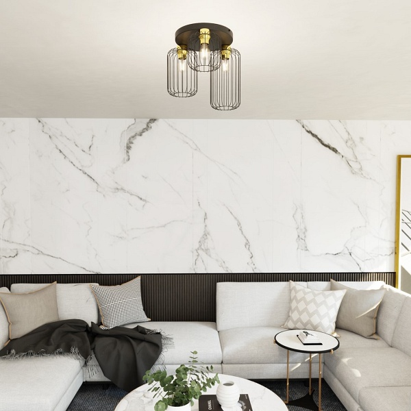 Lampa sufitowa BARN 3PREM BL GOLD - Emibig