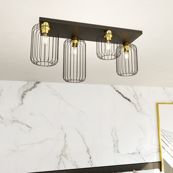 Lampa sufitowa BARN 4 BL GOLD