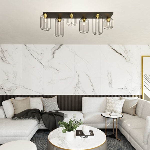 Lampa sufitowa BARN 6 BL GOLD