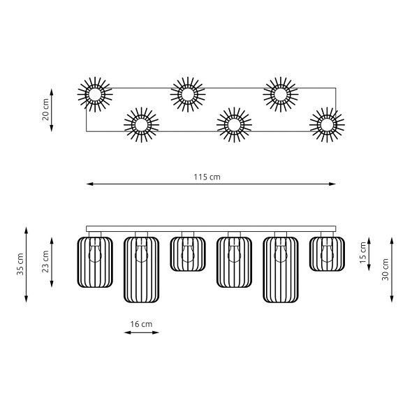 Lampa sufitowa BARN 6 BL GOLD