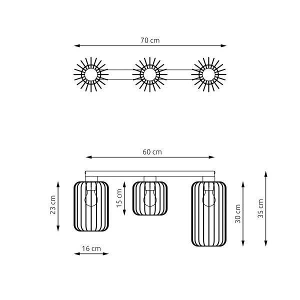 Lampa sufitowa BARN 3 BL