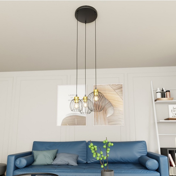 Lampa wisząca NANDO 3PREM BL GOLD - Emibig