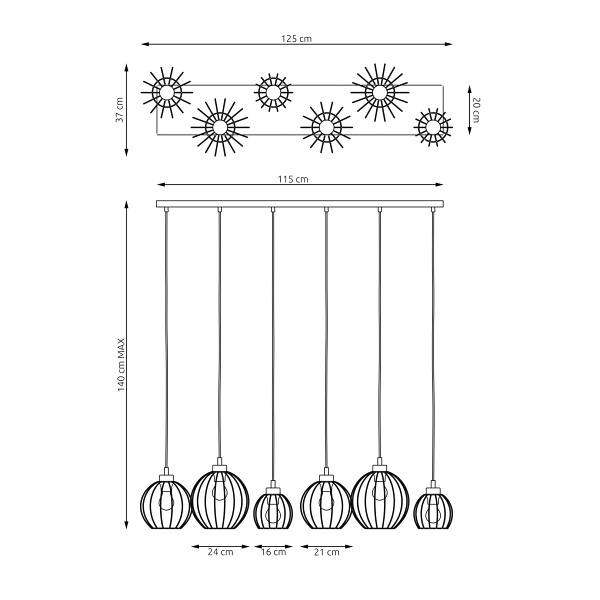 Lampa wisząca NANDO 6 BL