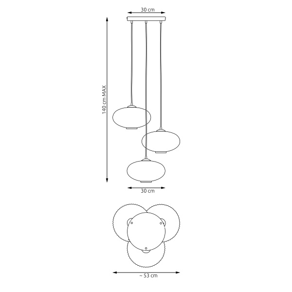 Lampa wisząca COCO 3 BL PREM GRAFIT - Emibig