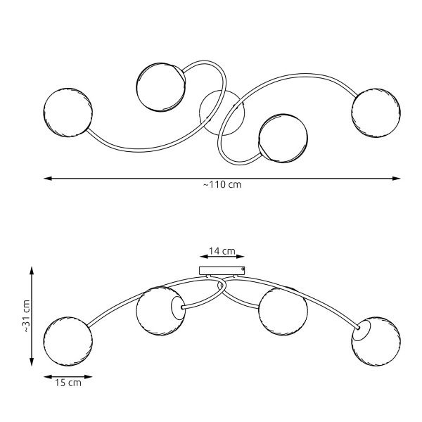 Lampa sufitowa VIBRA 4 BL OPAL