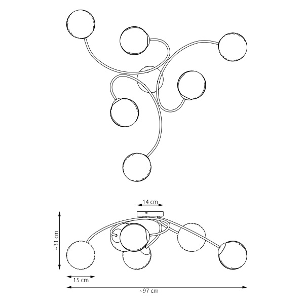 Lampa sufitowa VIBRA 6 BL OPAL