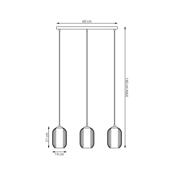 Lampa wisząca VERDI 3 BL GRAFIT - Emibig
