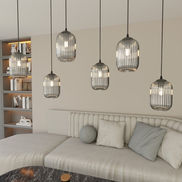 Lampa wisząca VERDI 6 BL GRAFIT - Emibig