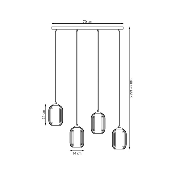 Lampa wisząca VERDI 4 BL OPAL - Emibig