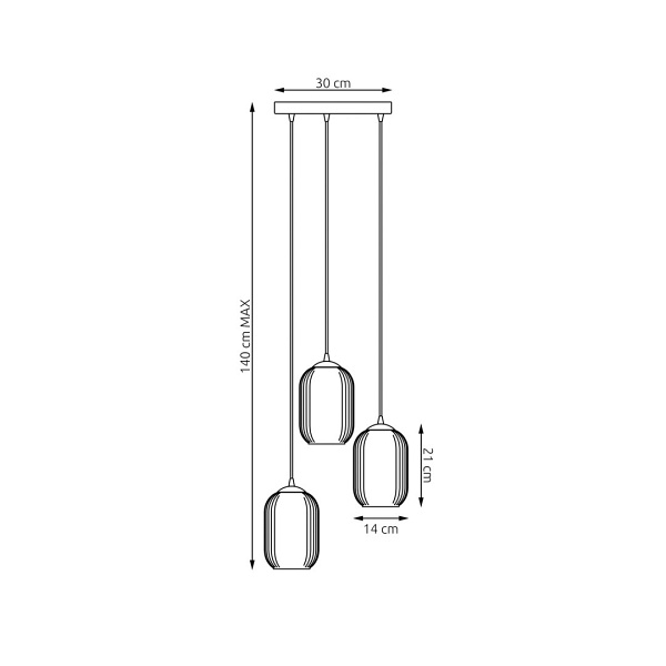 Lampa wisząca VERDI 3PREM BL MIX - Emibig