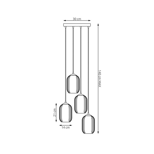 Lampa wisząca VERDI 4PREM BL MIX - Emibig