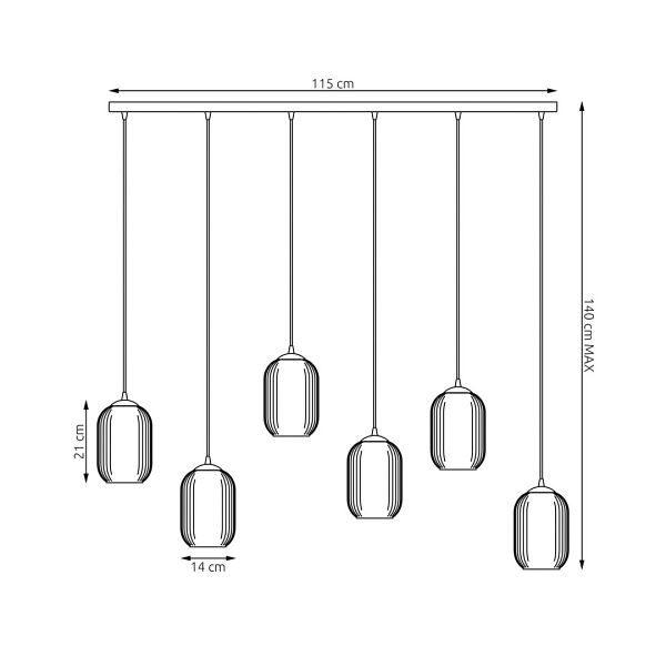 Lampa wisząca VERDI 6 BL MIX - Emibig