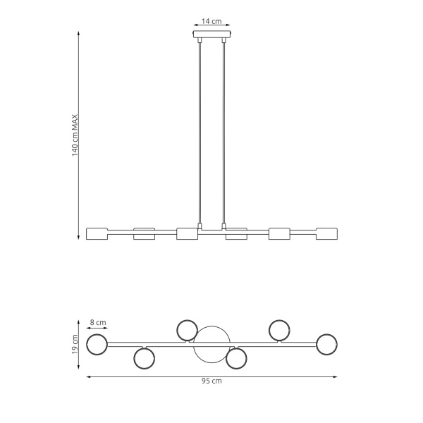 Lampa wisząca MEGARA 6 BL