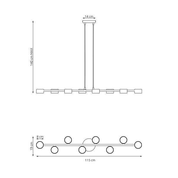 Lampa wisząca MEGARA 8 BL