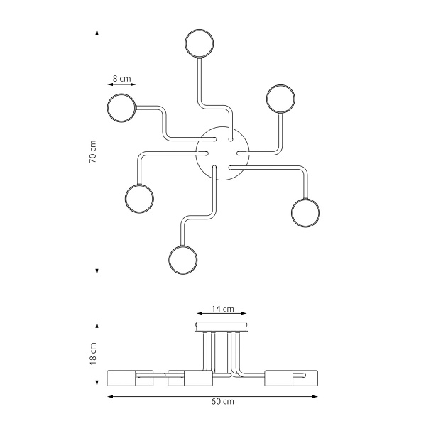 Lampa wisząca KURAGE 6 BL