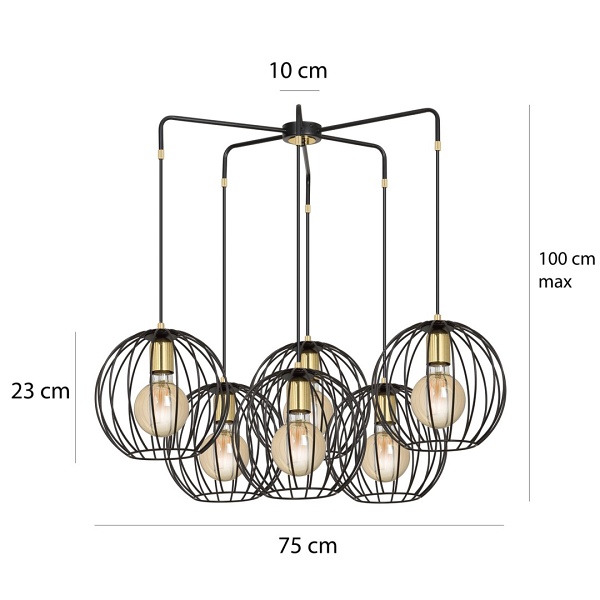 Lampa wisząca ALBIO 6 BLACK