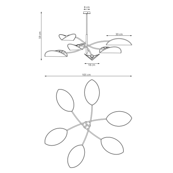 Lampa sufitowa LOTUS 6 BL MUSTARD - Emibig