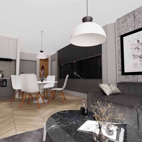 Lampa wisząca LUNARO 1L BL WHITE/BLACK - Emibig