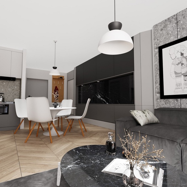 Lampa wisząca LUNARO 1S BL WHITE/BLACK - Emibig