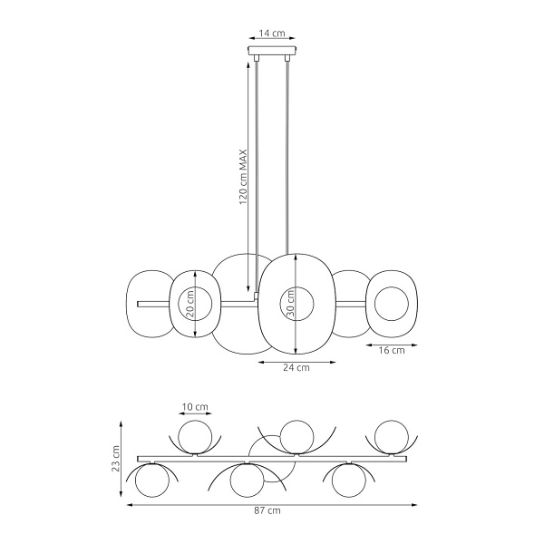 Lampa wisząca ELEMENTI 6 BLACK - Emibig